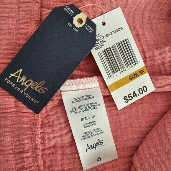 New! Angels Gauzy Cotton High Waist Stripes Pull On Pink Shorts - Picture 8 of 8